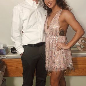 Blush pink sequin dress